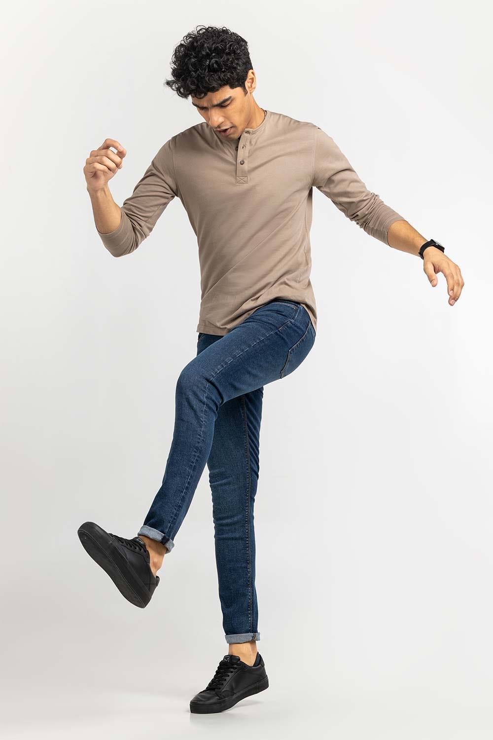 Khaki Basic Henley Tees FS-HEN-SIG-D026