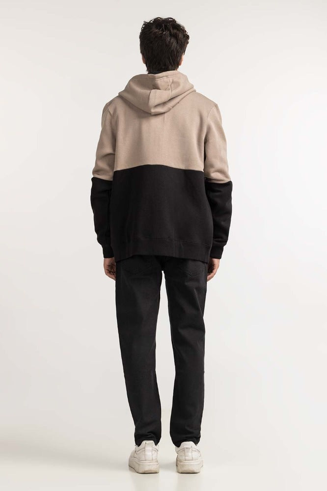 Khaki Black Textured Fashion Hooded Zipper MN-HDZ-WS23-010