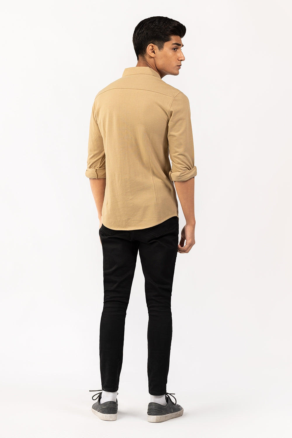 Khaki Knitted Casual Shirt FS-CS-KNIT-D12