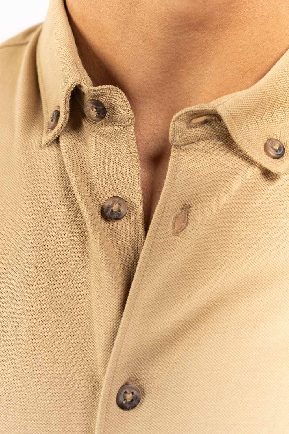 Khaki Knitted Casual Shirt FS-CS-KNIT-D12