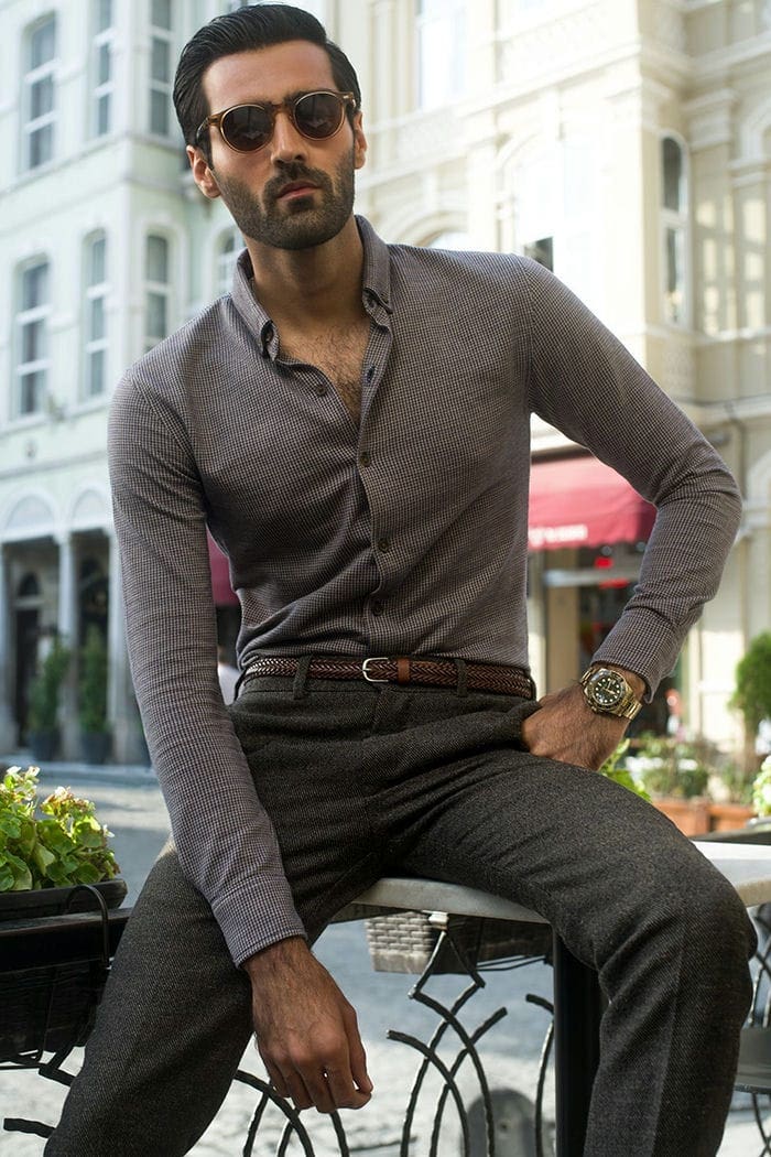 Khaki Casual Shirt FS-CS-KNIT-D04