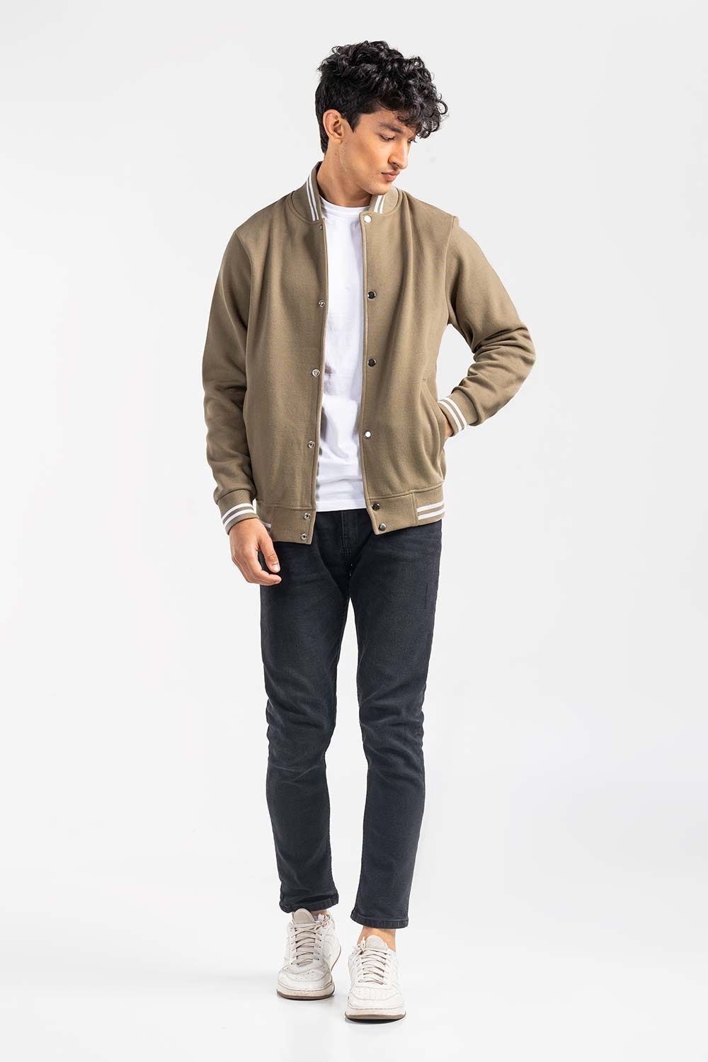 Khaki Mock Neck Zipper Jacket JKT-MNZ-80-01