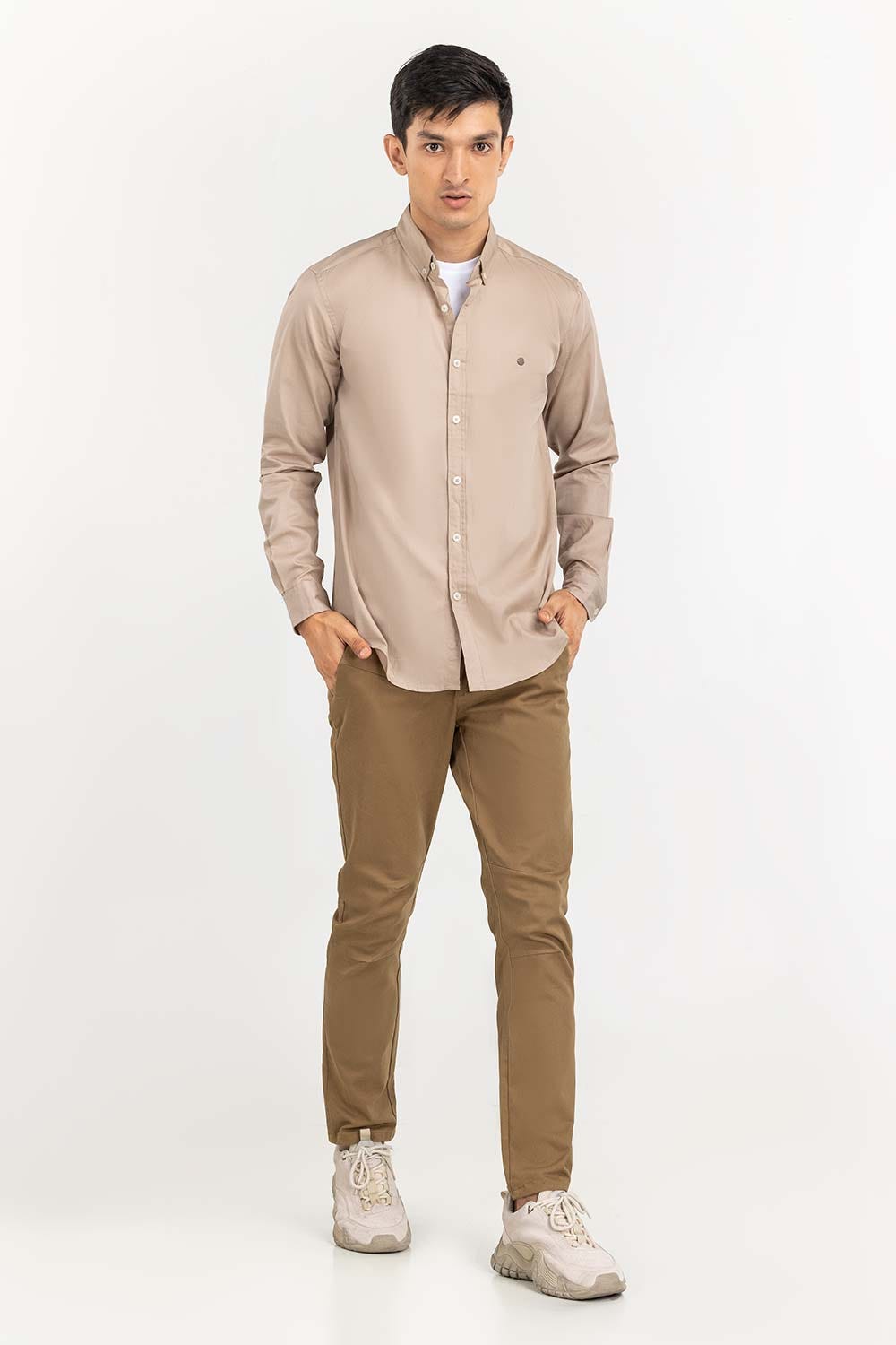 Khaki Solid Casual Shirt CS-PD22-014