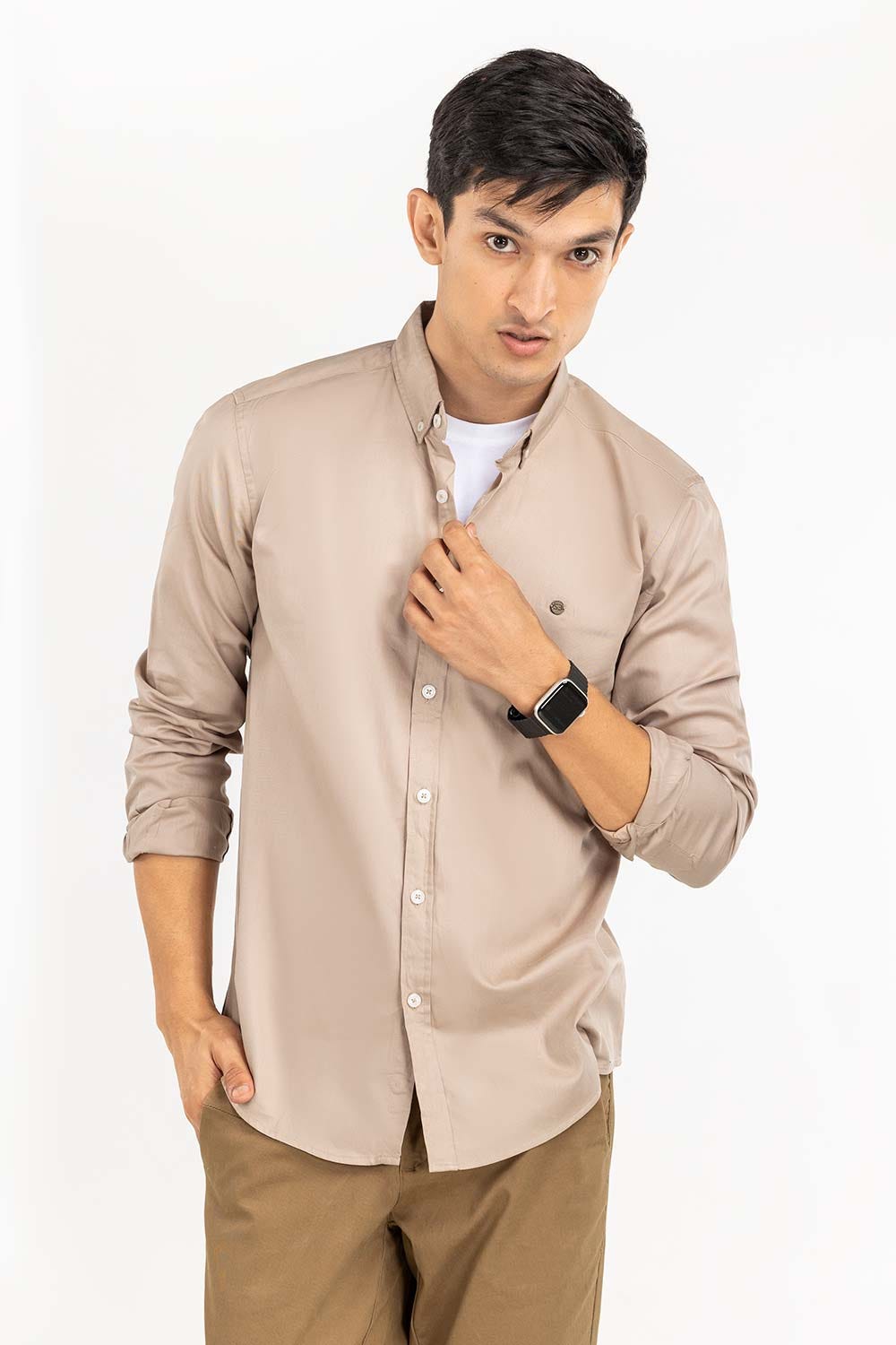 Khaki Solid Casual Shirt CS-PD22-014
