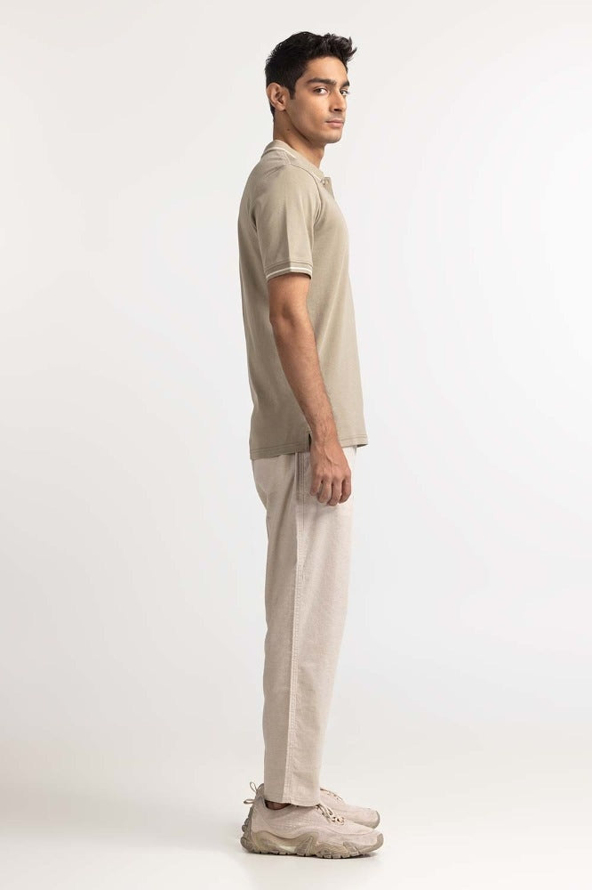 Khaki Tipped Polo PS-FSHN24-038