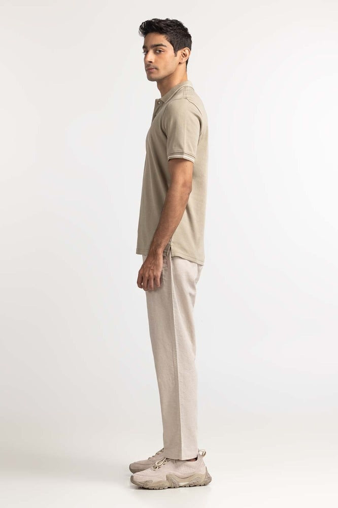 Khaki Tipped Polo PS-FSHN24-038