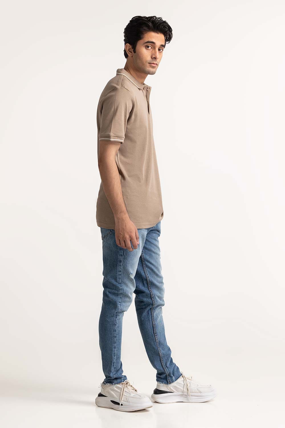 Khaki Tipped Polo PS-FSHN24-043