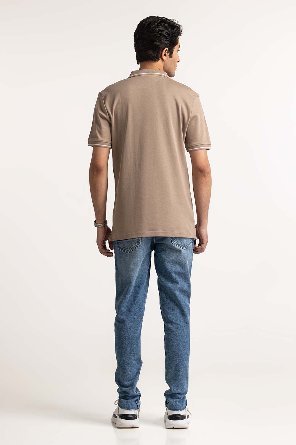 Khaki Tipped Polo PS-FSHN24-043