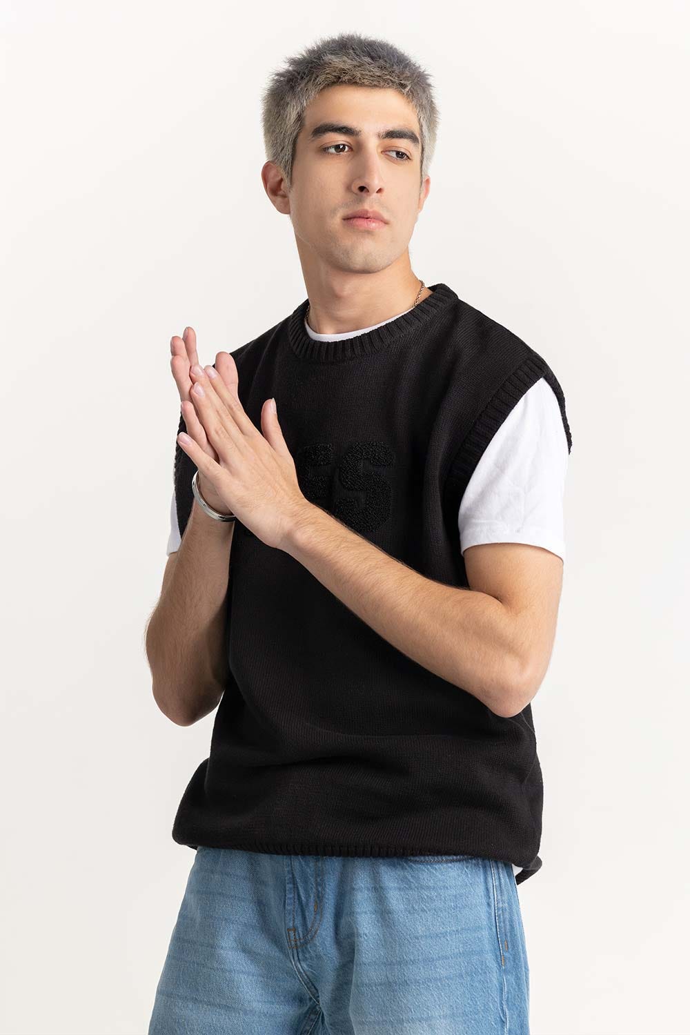 Knit Vest With Patch 224-111-070