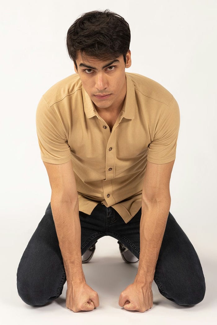 Knitted Khaki Shirt HS-CS-KNIT-D12