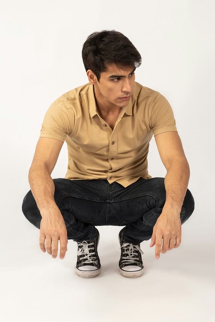 Knitted Khaki Shirt HS-CS-KNIT-D12