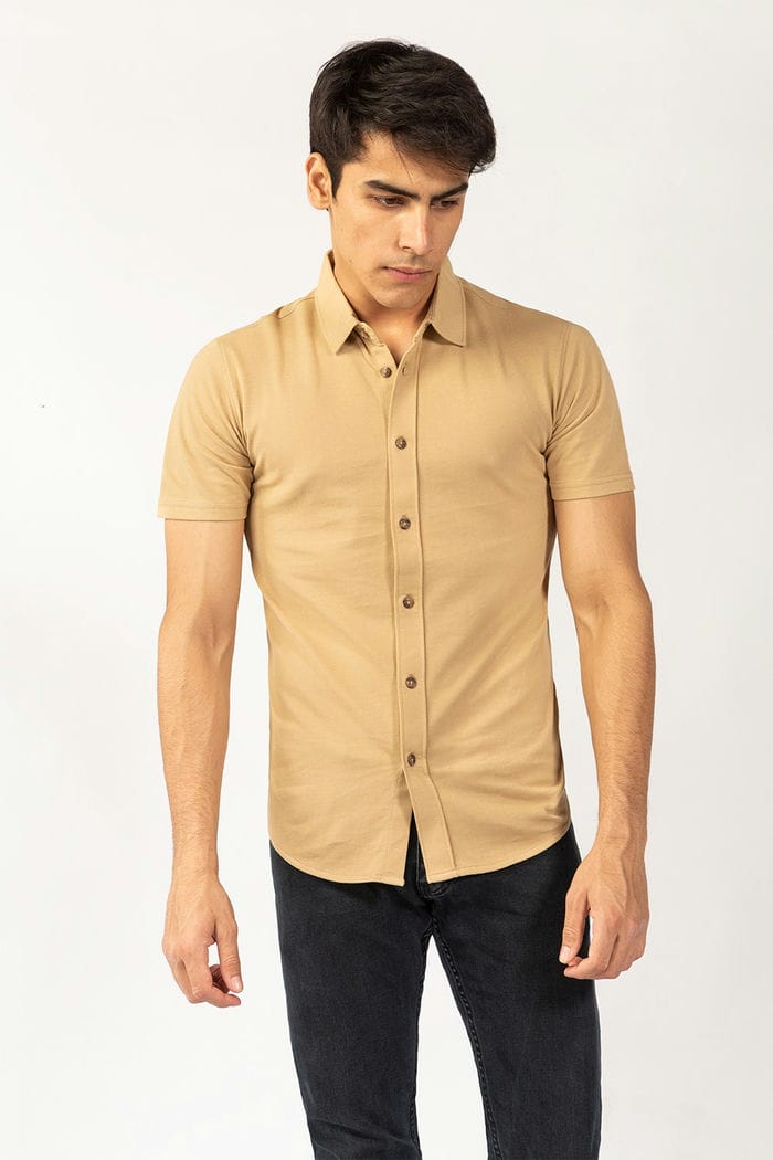 Knitted Khaki Shirt HS-CS-KNIT-D12