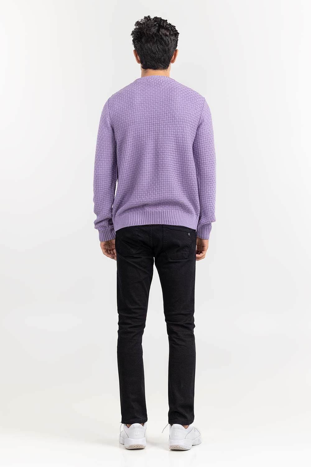 Lavender Textured Crew Neck Sweater SWT-FFSCN22-167