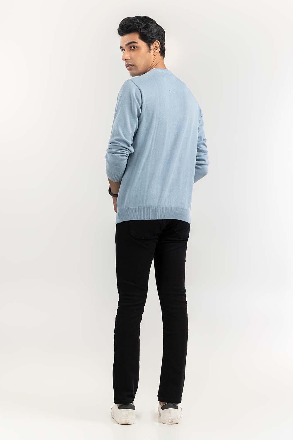 Light Blue Basic Crew Neck Sweater SWT-BFSCN-22-003