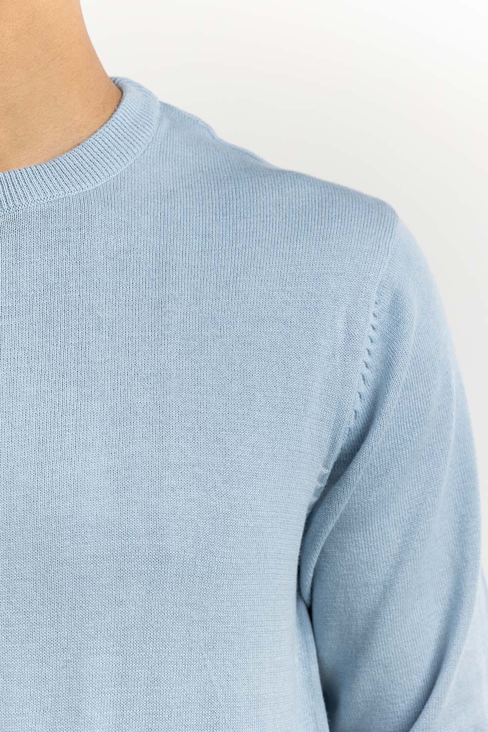 Light Blue Basic Crew Neck Sweater SWT-BFSCN-22-003