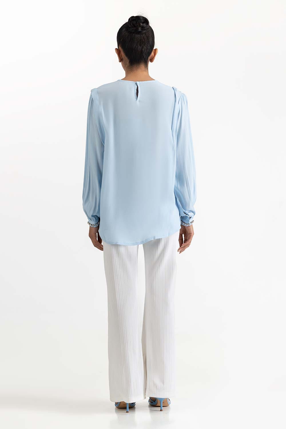 Light Blue Blended Top 231-217-035