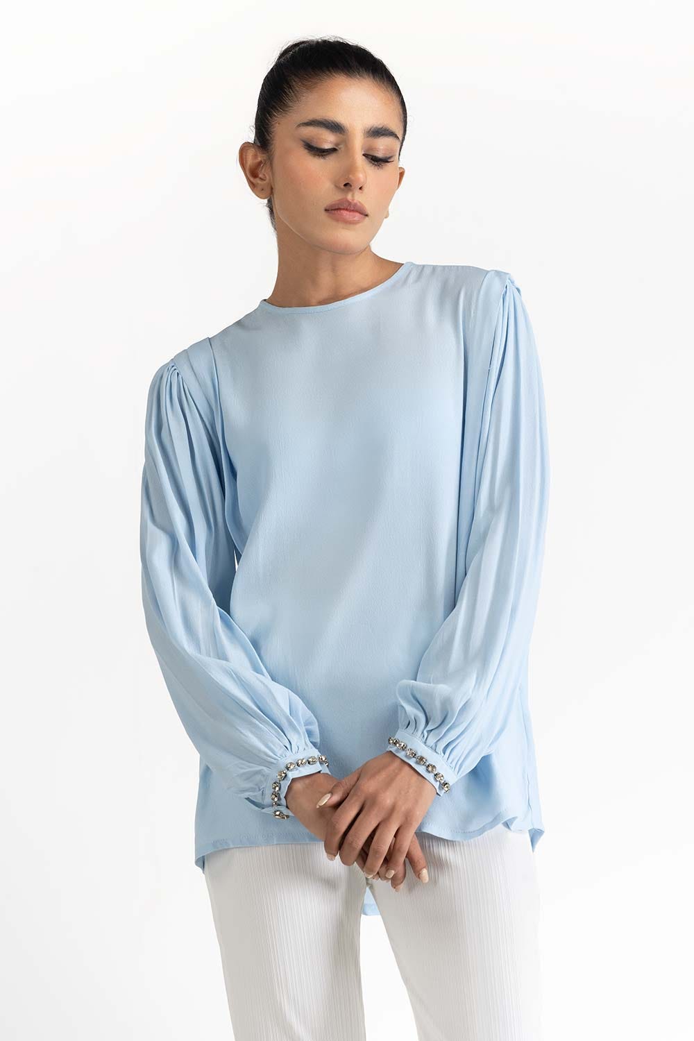 Light Blue Blended Top 231-217-035
