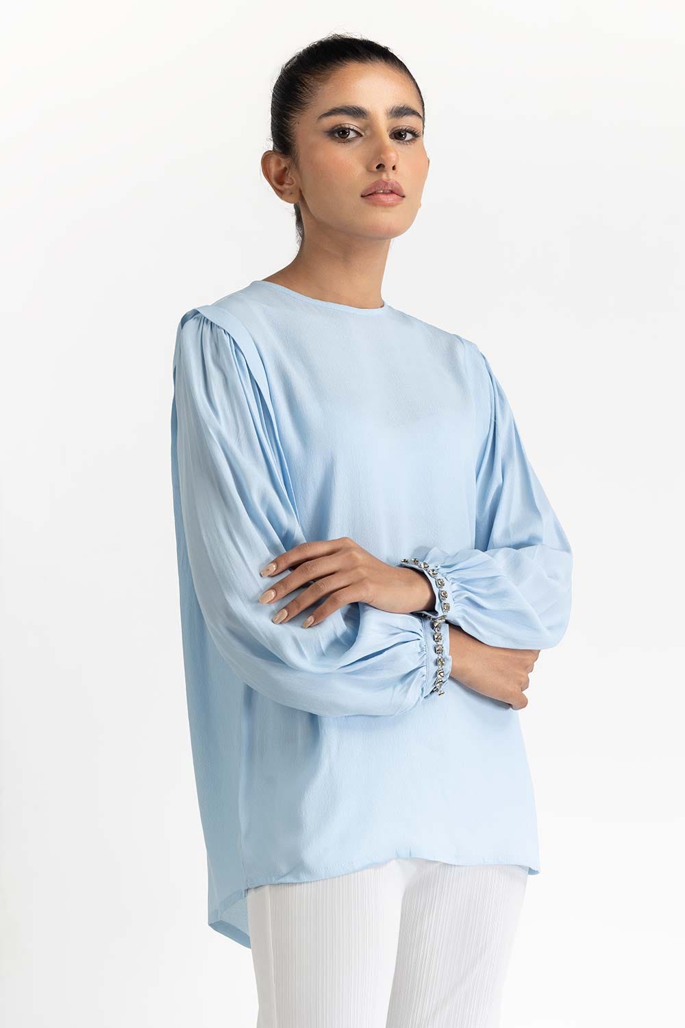 Light Blue Blended Top 231-217-035