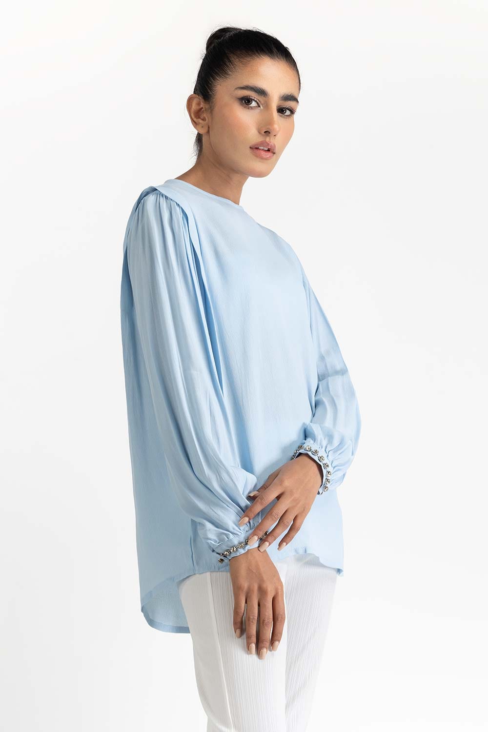Light Blue Blended Top 231-217-035