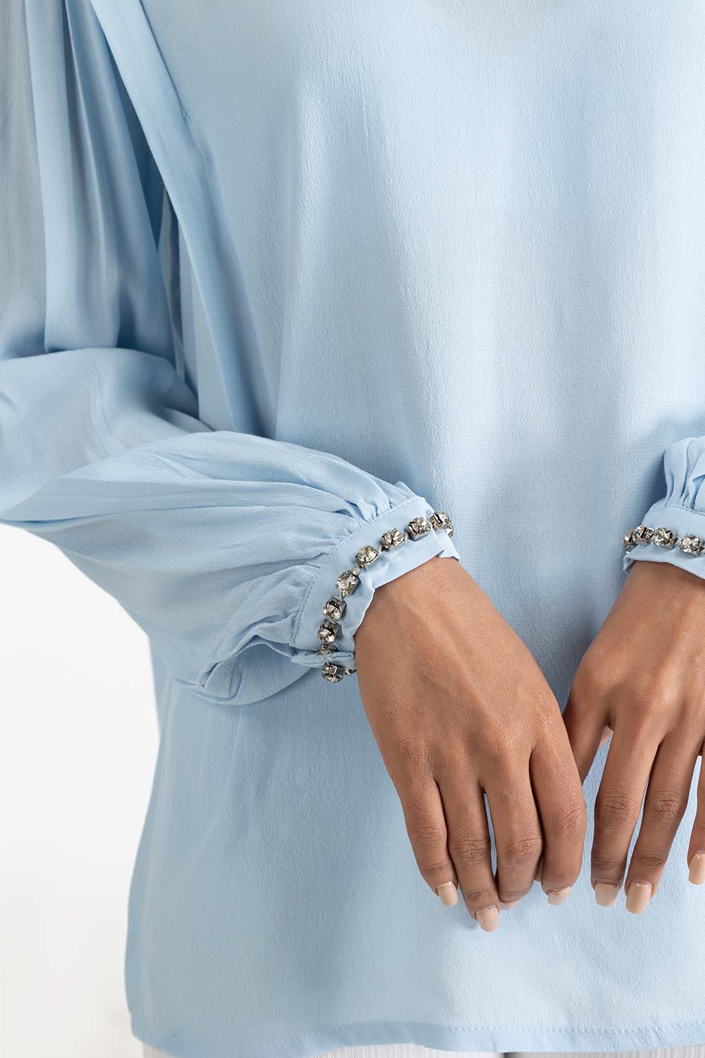 Light Blue Blended Top 231-217-035