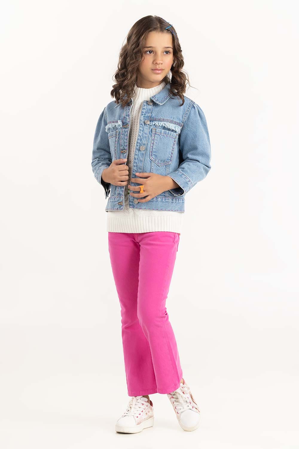 Junior Girl Light Blue High Fashion Denim Jacket 224-410-043