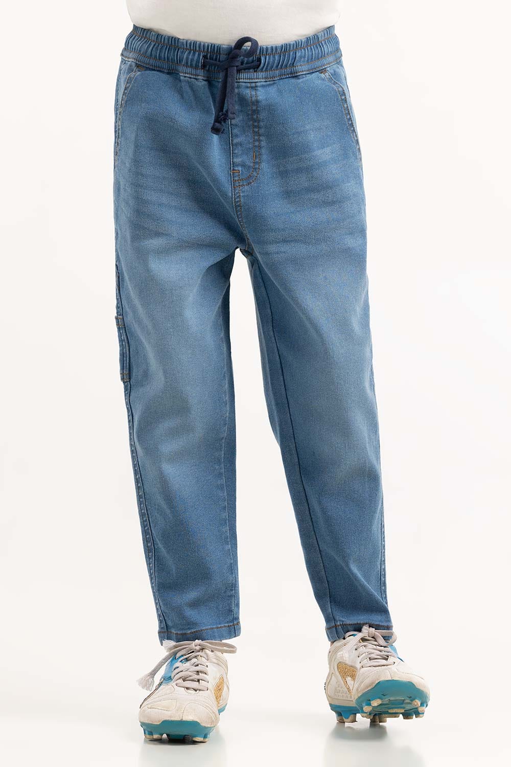 Junior Boy Light Blue Jeans With An Elastic Waistband 224-321-003