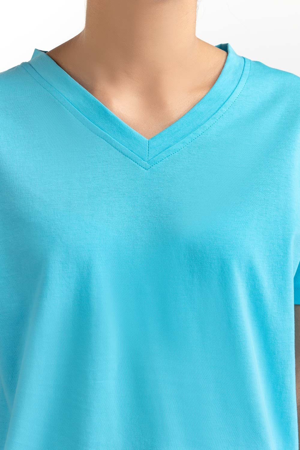 Light Blue Knit T-Shirt 231-213-010 A