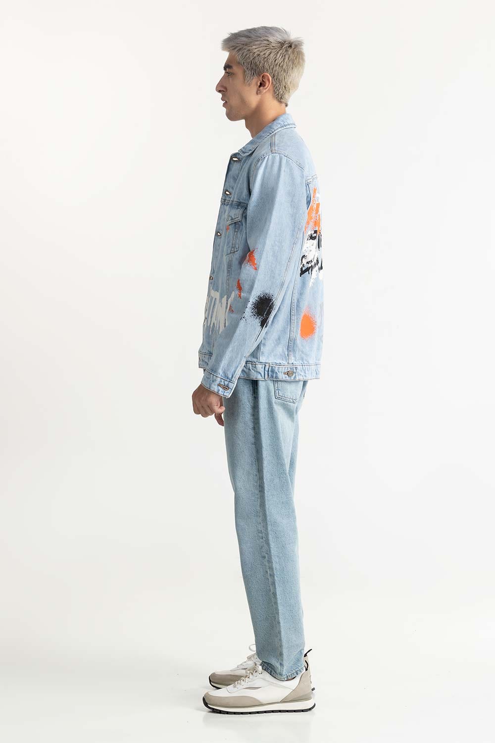 Graffiti Print Denim Jacket 224-110-028