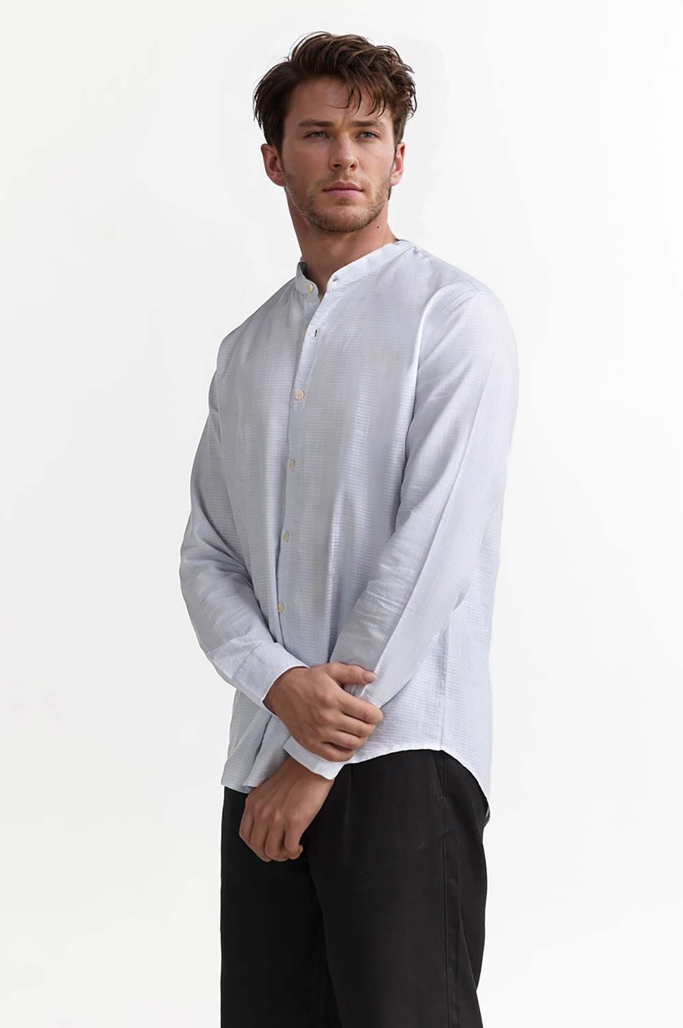 Light Blue Solid Casual Shirt MN-CS-SS24-042