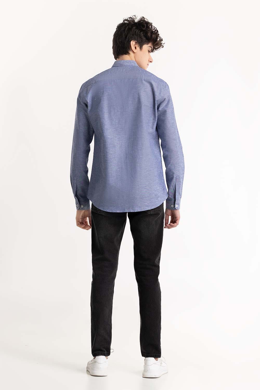 Light Blue Textured Button-Down Shirt 224-117-047