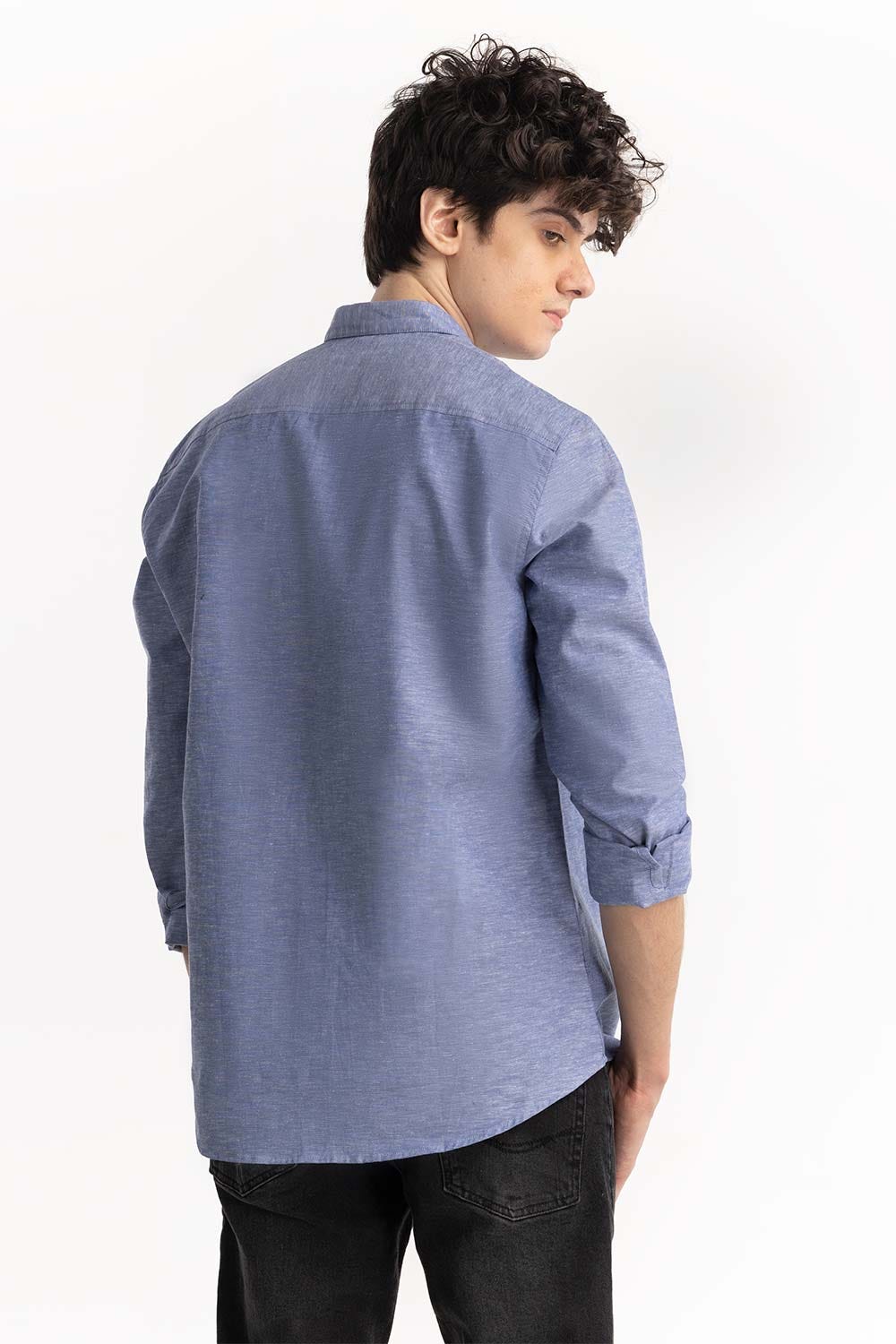 Light Blue Textured Button-Down Shirt 224-117-047