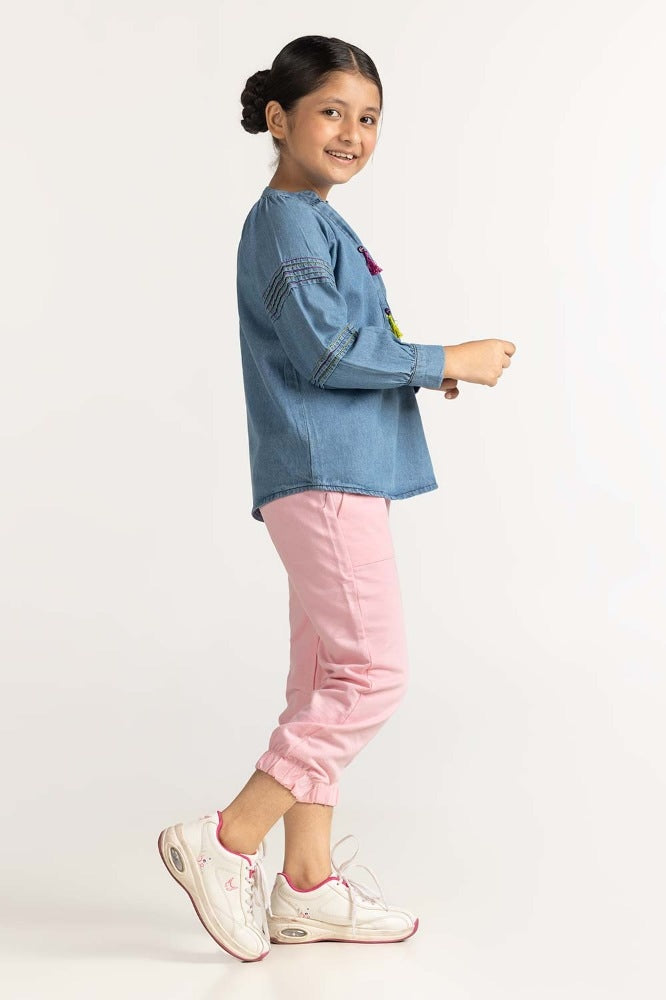 Light Blue Washed Blouse 224-417-025