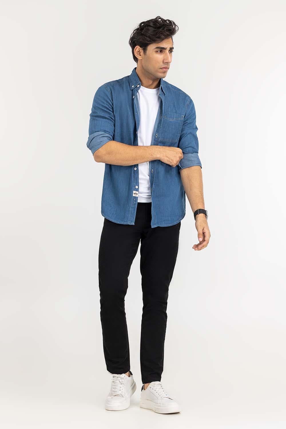 light blue Yarn Dyed Casual Shirt M-DNM-S-012 CS