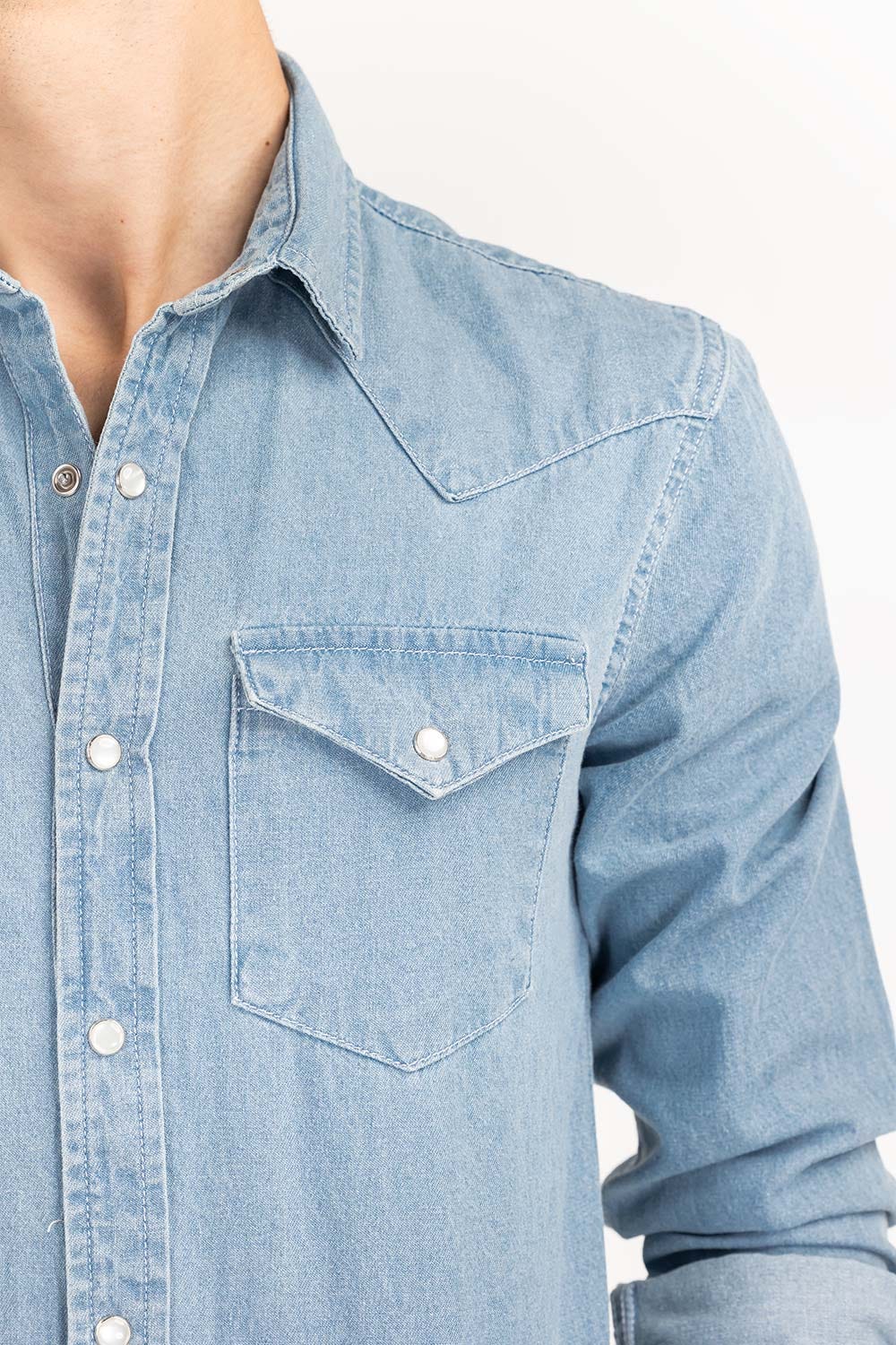 Light BLUE Yarn Dyed Casual Shirt M-DNM-S-015 CS
