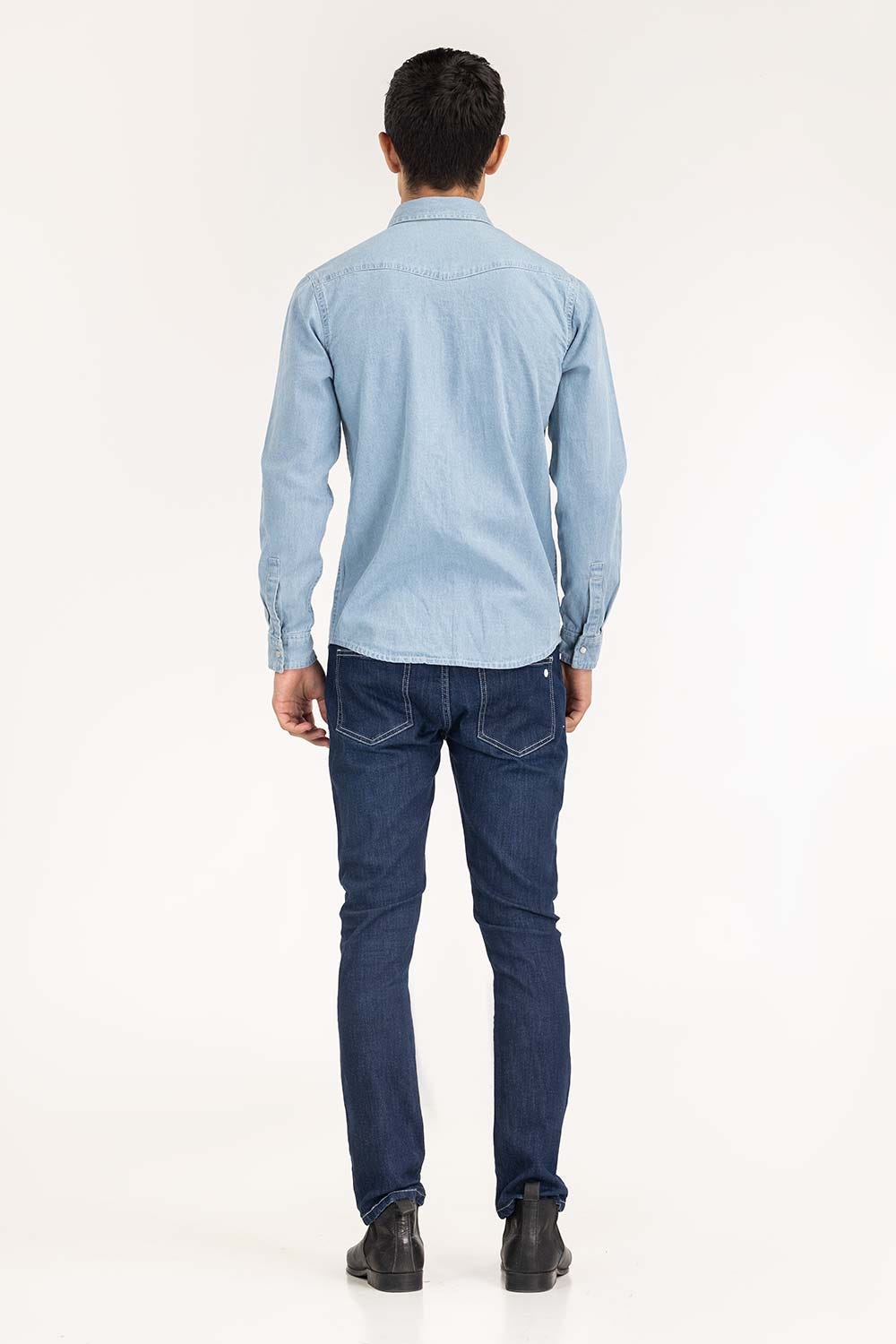 Light BLUE Yarn Dyed Casual Shirt M-DNM-S-015 CS