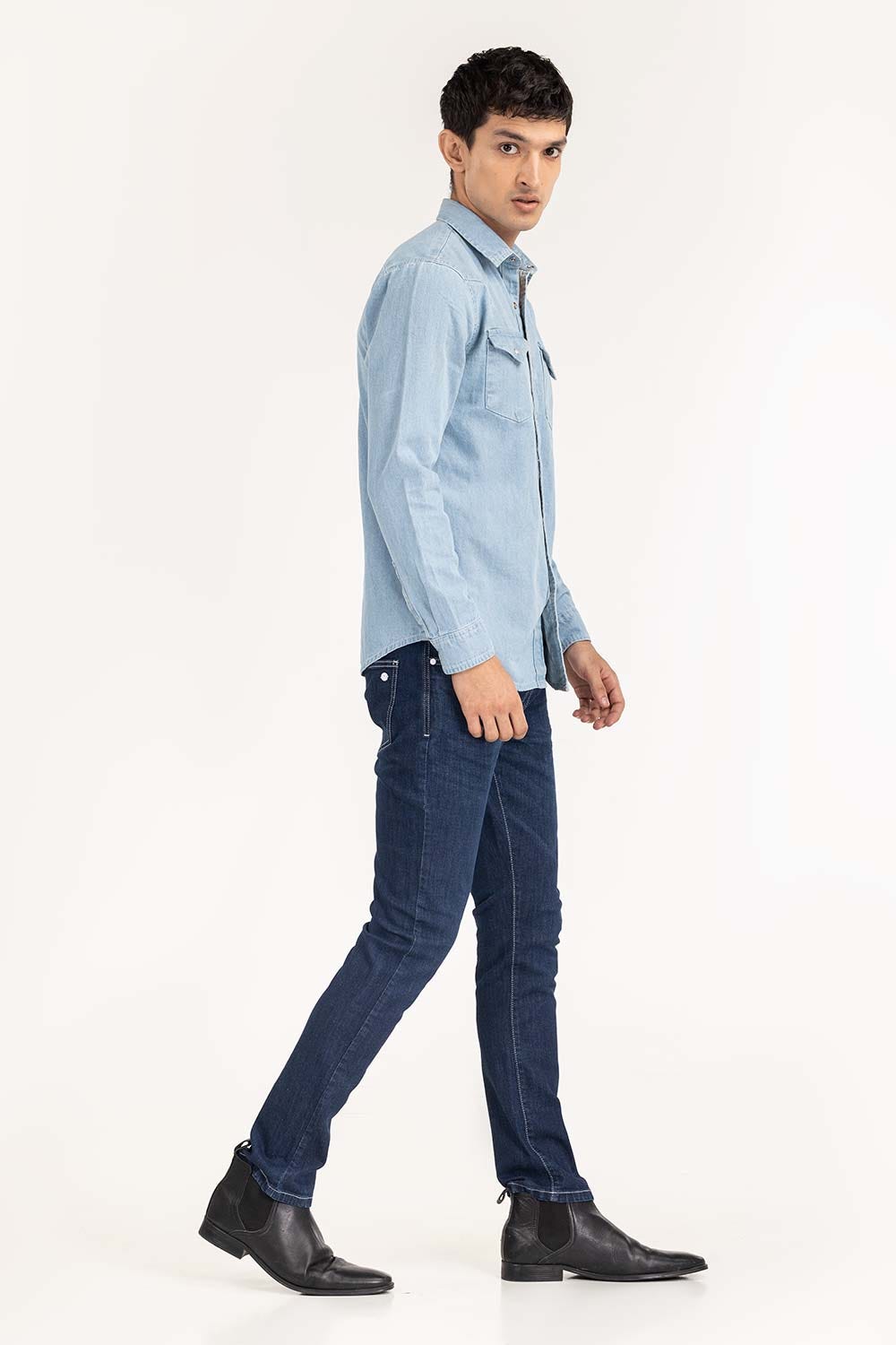 Light BLUE Yarn Dyed Casual Shirt M-DNM-S-015 CS