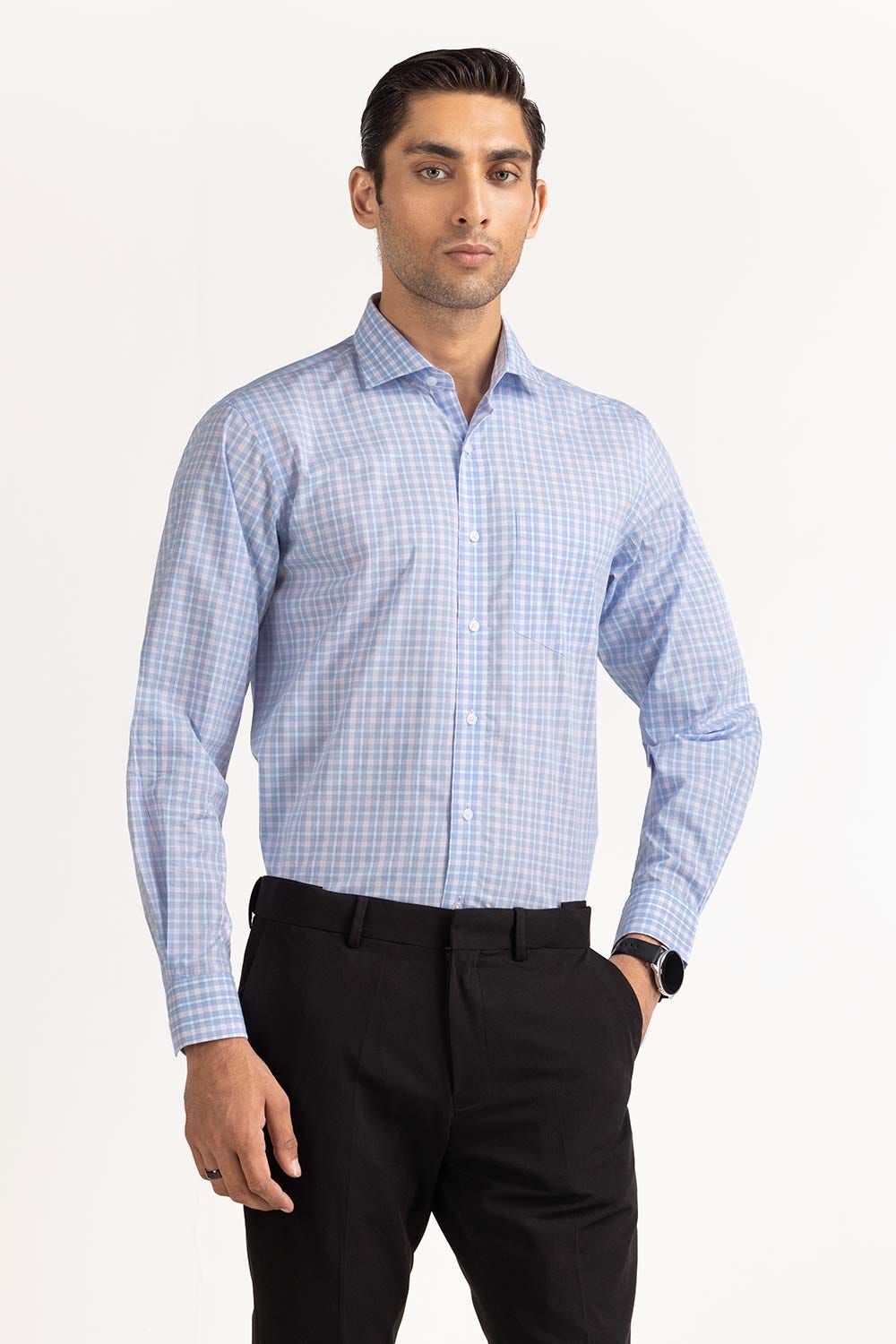 Light Blue Yarn Dyed Formal Shirt MN-FS-YD23-005