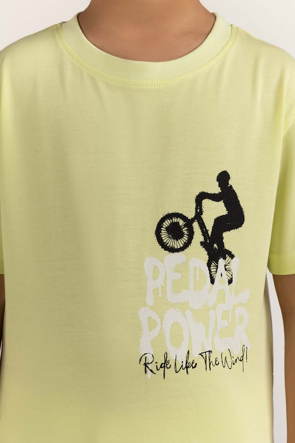 Light Green Junior Boy Knit Printed Tee JB TS SS24 023 Salt by Ideas