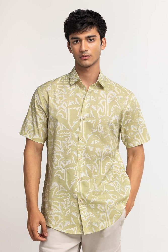 Light Green Printed Casual Shirt MN-CS-SS24-030