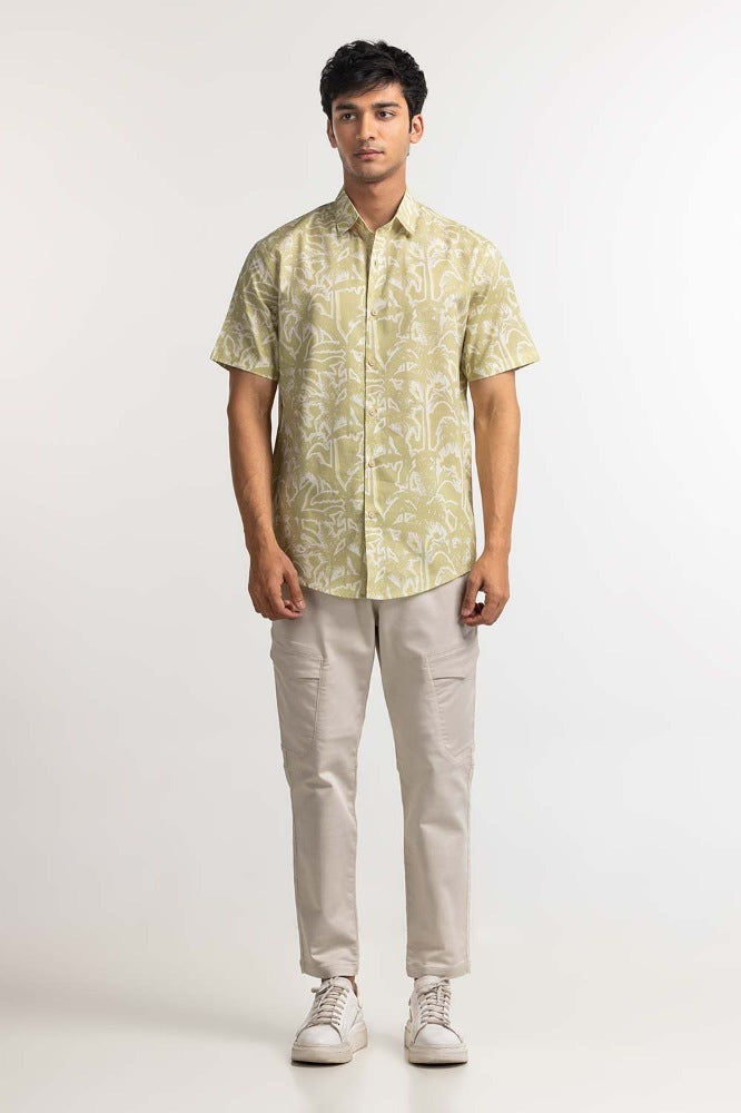 Light Green Printed Casual Shirt MN-CS-SS24-030
