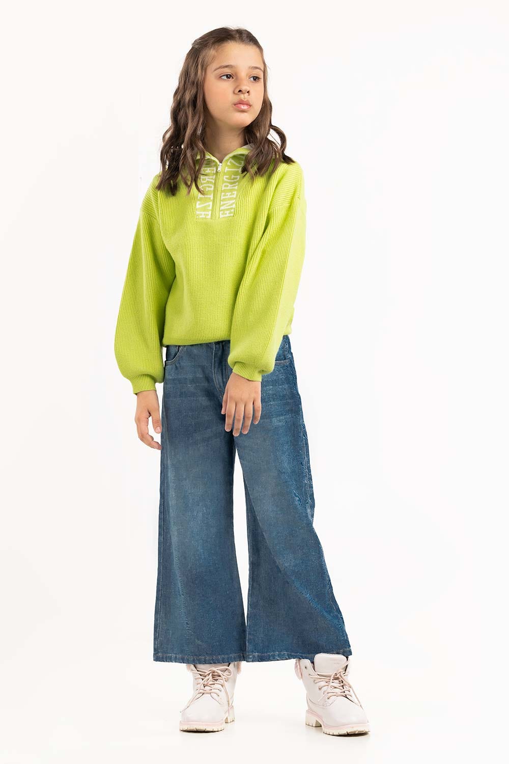 Junior Girl Light Green Sweater 224-411-031