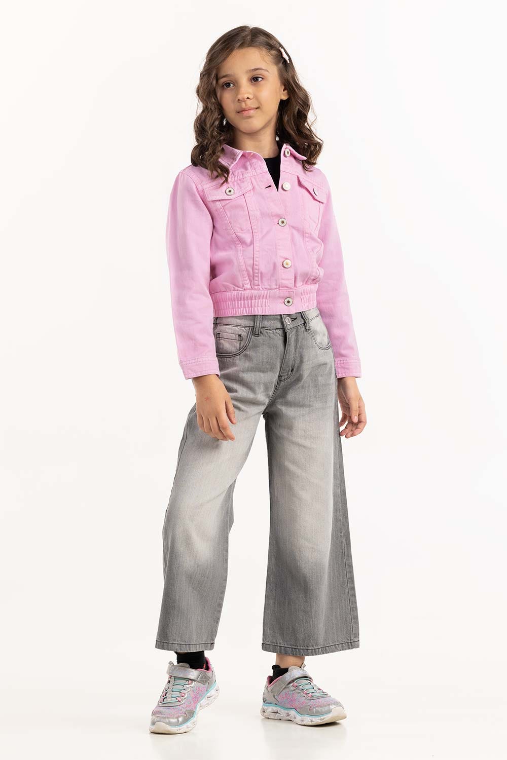 Junior Girl Light Grey Denim Jeans 224-421-012