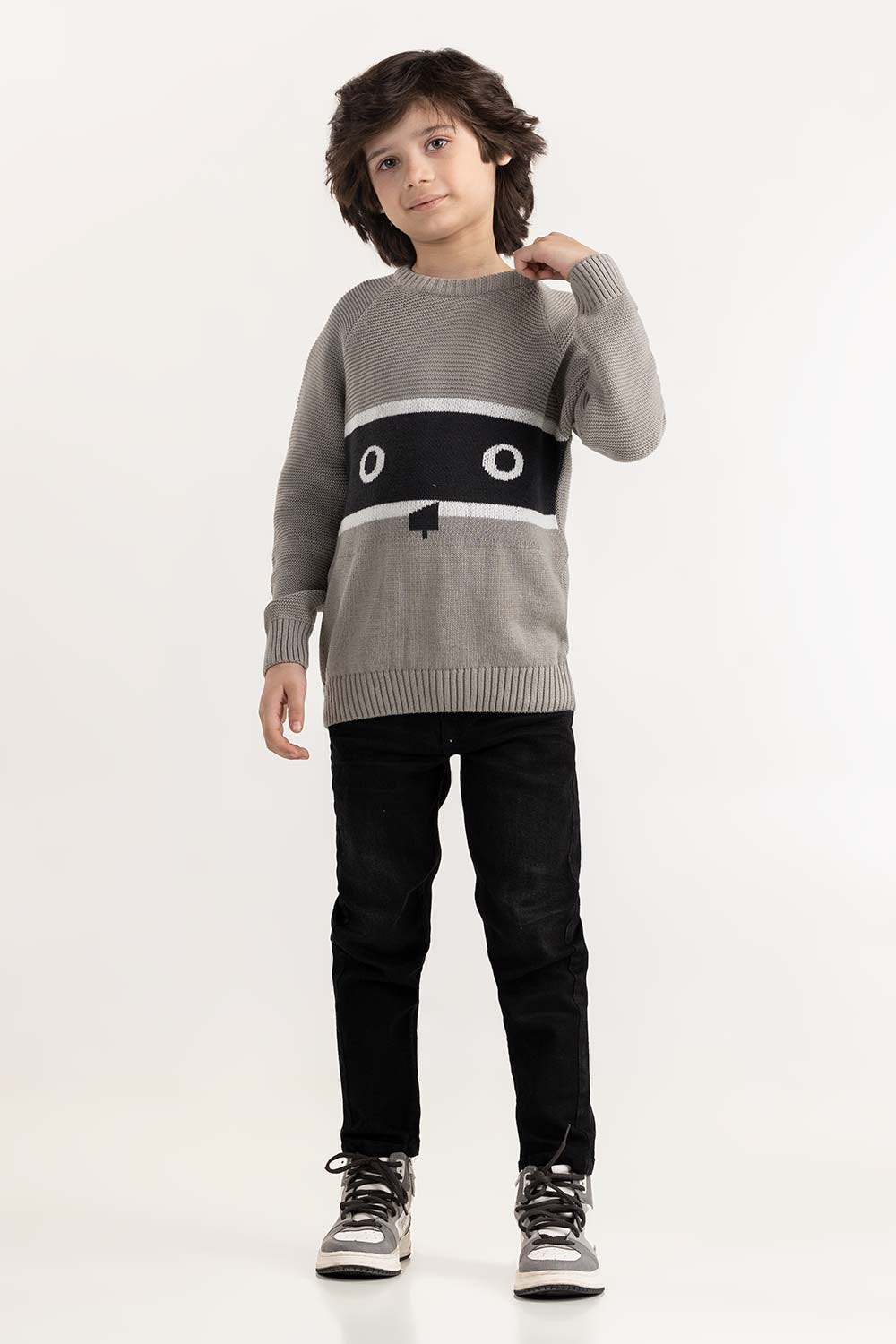 Toddler Boy Light Grey Knit Sweater 224-511-039