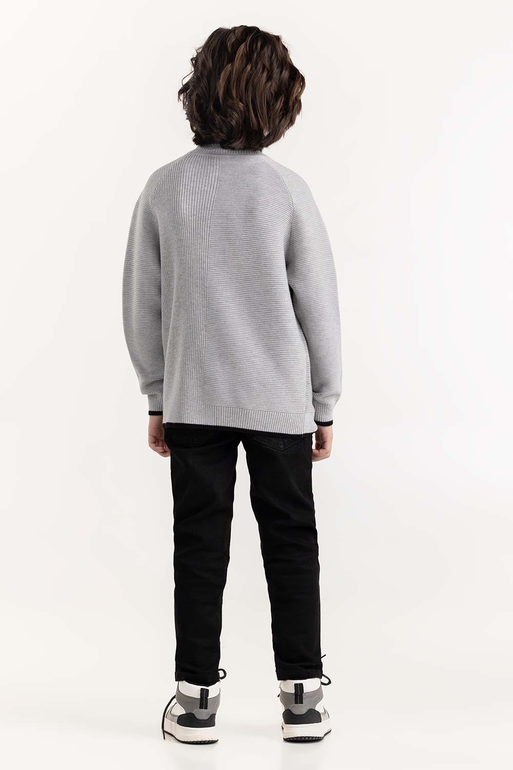 Junior Boy Light Grey Knit Turtle Neck Sweater 224 -311-006