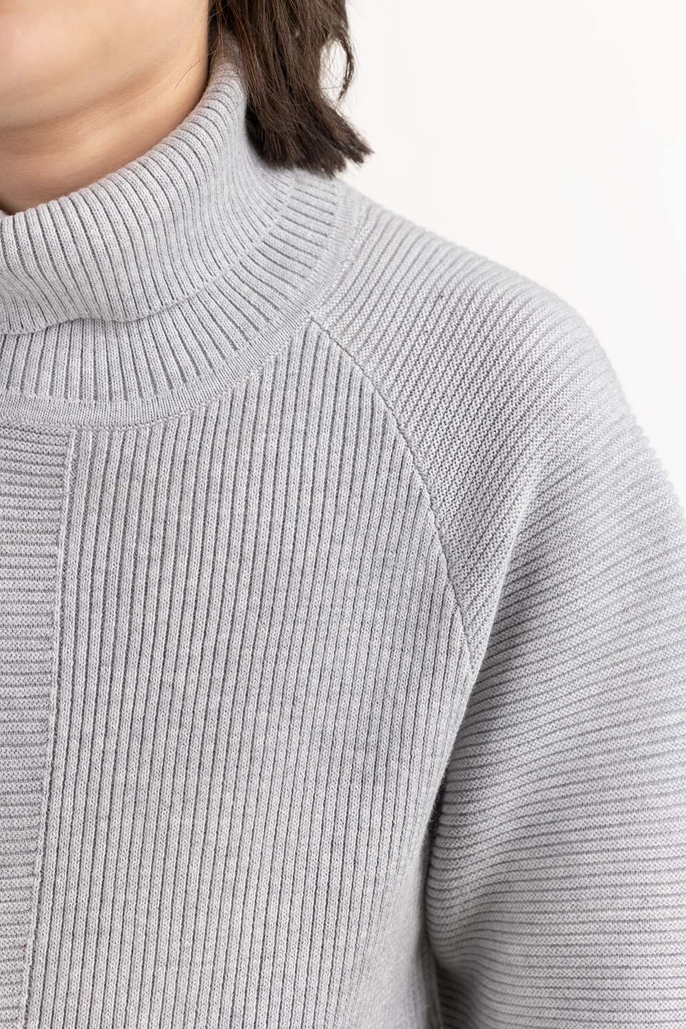 Junior Boy Light Grey Knit Turtle Neck Sweater 224 -311-006