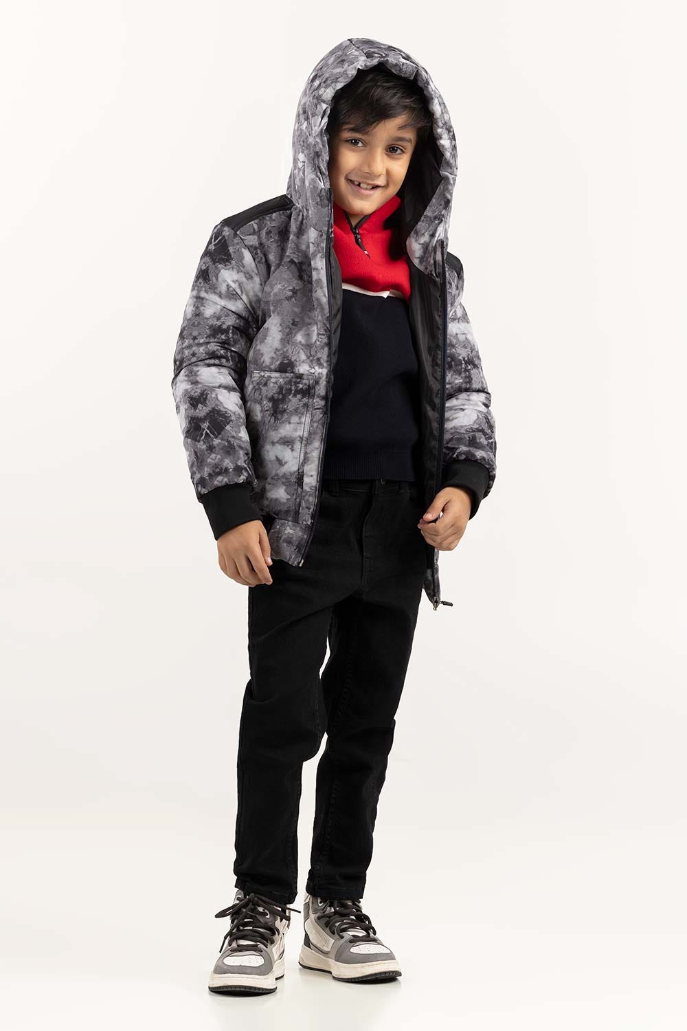 Toddler Boy Light Grey Puffer Hooded Jacket 224-310-062