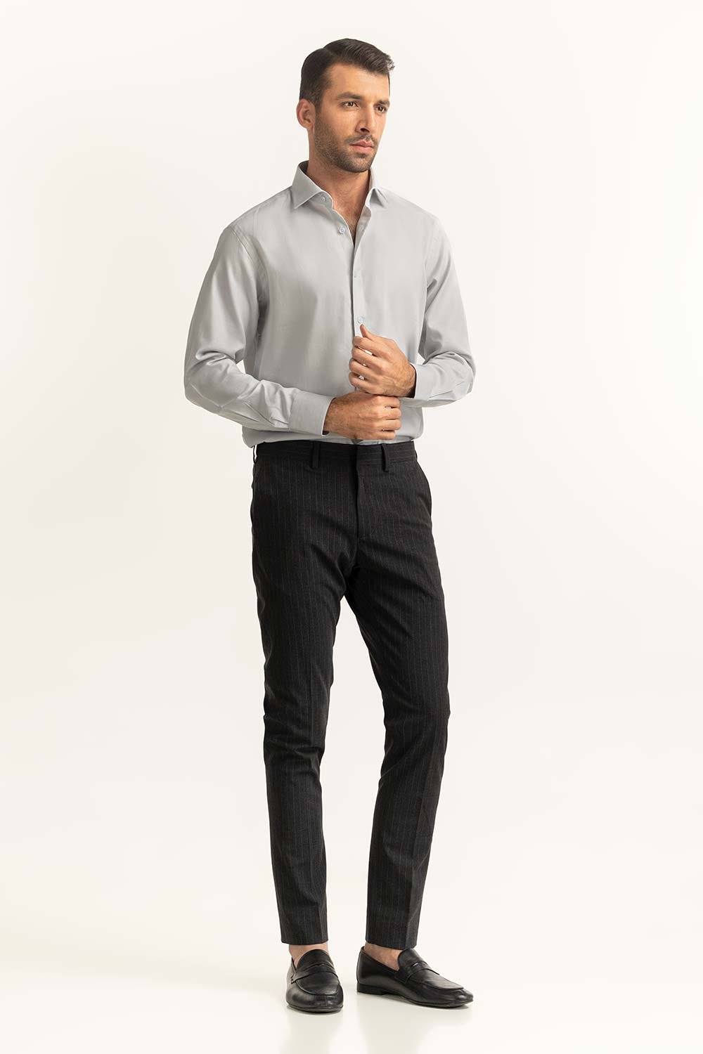 Light Grey Self Textured Formal Shirt MN-FS-PD24-079