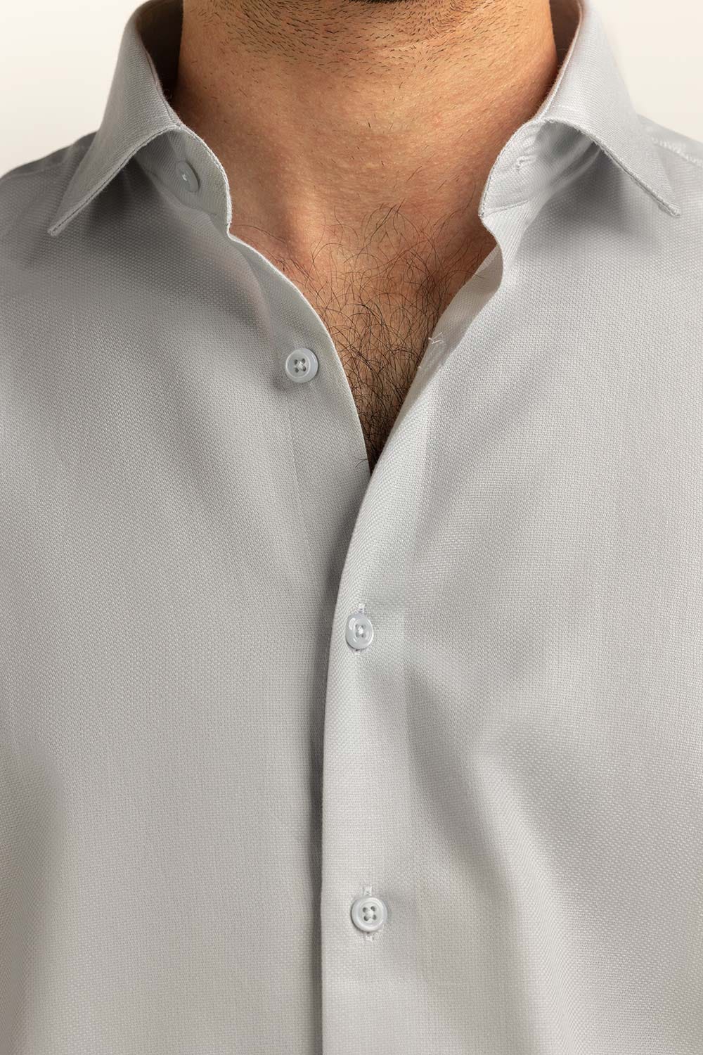 Light Grey Self Textured Formal Shirt MN-FS-PD24-079