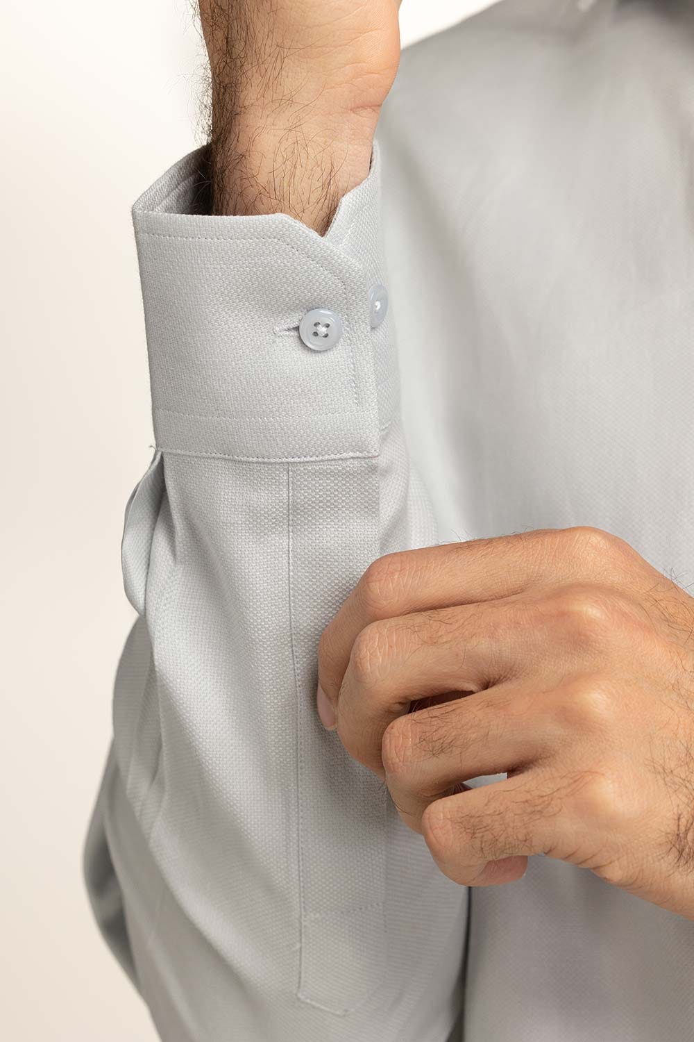 Light Grey Self Textured Formal Shirt MN-FS-PD24-079