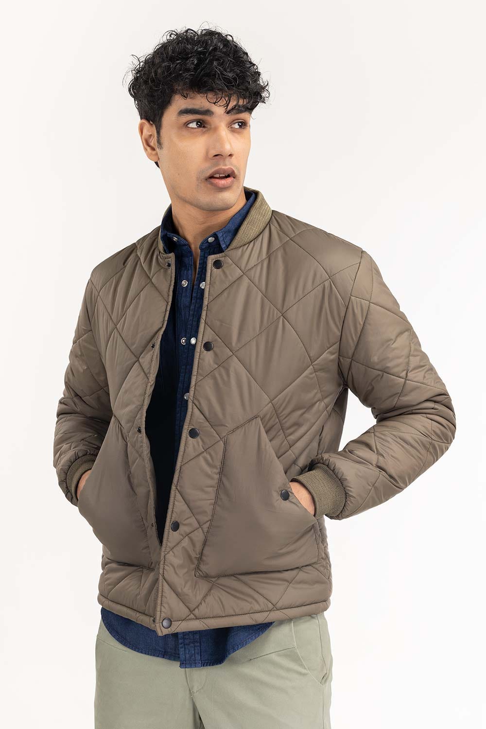 Light Olive Quilted Jacket JKT-WOV22-012